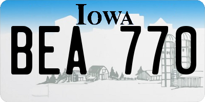 IA license plate BEA770