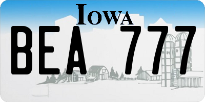 IA license plate BEA777