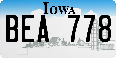 IA license plate BEA778