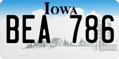 IA license plate BEA786