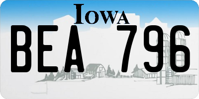 IA license plate BEA796