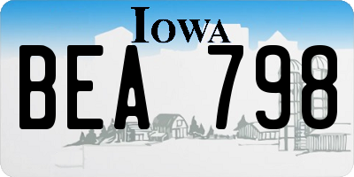 IA license plate BEA798
