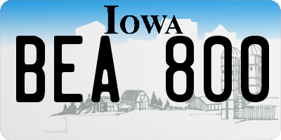 IA license plate BEA800
