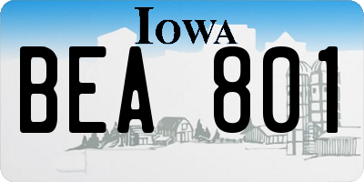 IA license plate BEA801
