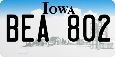 IA license plate BEA802