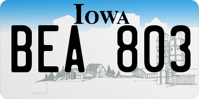IA license plate BEA803