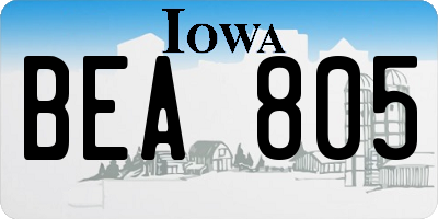 IA license plate BEA805