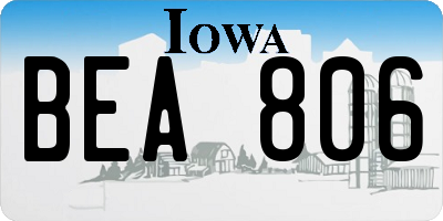 IA license plate BEA806
