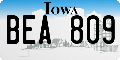 IA license plate BEA809