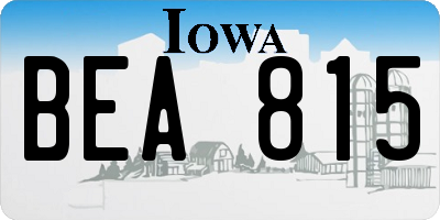 IA license plate BEA815