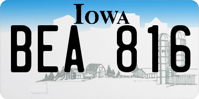 IA license plate BEA816