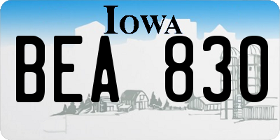 IA license plate BEA830