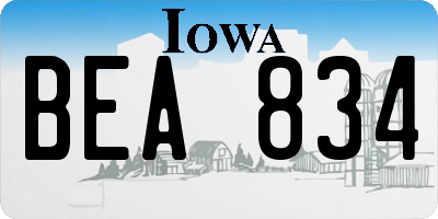 IA license plate BEA834