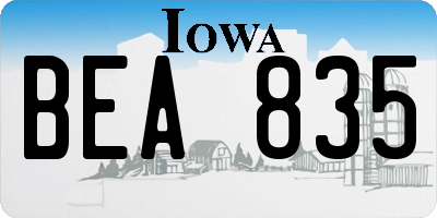 IA license plate BEA835