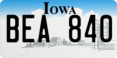IA license plate BEA840