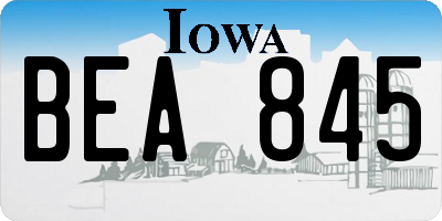 IA license plate BEA845