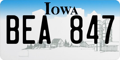 IA license plate BEA847