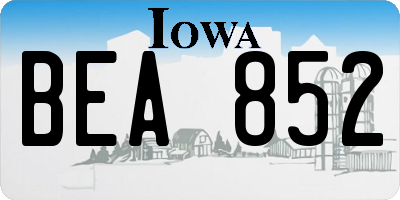 IA license plate BEA852