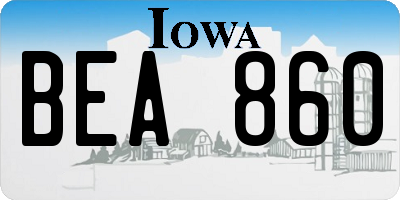 IA license plate BEA860