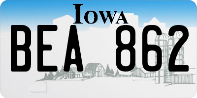 IA license plate BEA862