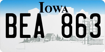 IA license plate BEA863