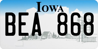 IA license plate BEA868