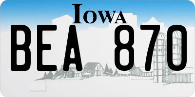 IA license plate BEA870