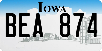IA license plate BEA874