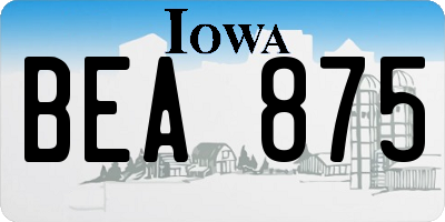 IA license plate BEA875