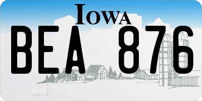 IA license plate BEA876