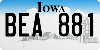 IA license plate BEA881