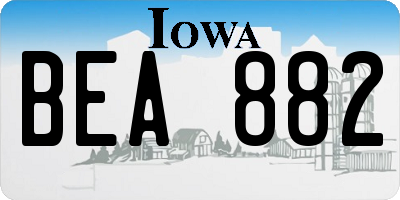 IA license plate BEA882