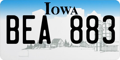 IA license plate BEA883