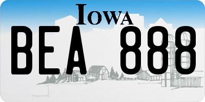 IA license plate BEA888