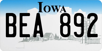 IA license plate BEA892