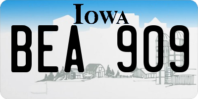IA license plate BEA909