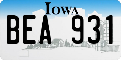 IA license plate BEA931