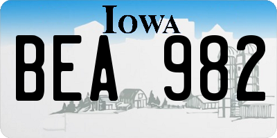 IA license plate BEA982