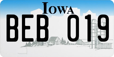 IA license plate BEB019