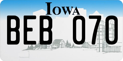IA license plate BEB070