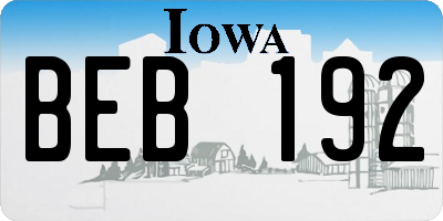 IA license plate BEB192