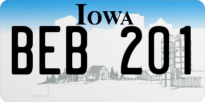 IA license plate BEB201