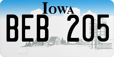 IA license plate BEB205