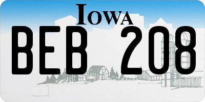 IA license plate BEB208