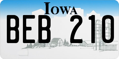 IA license plate BEB210