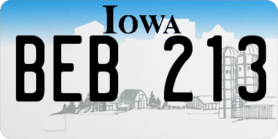IA license plate BEB213