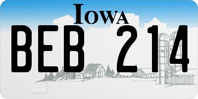 IA license plate BEB214