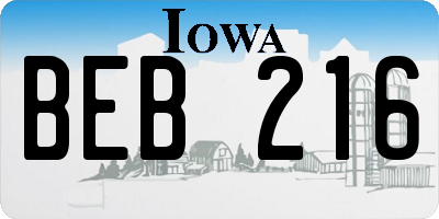 IA license plate BEB216