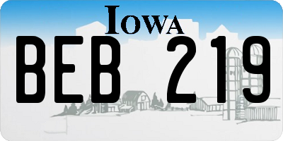 IA license plate BEB219