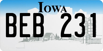 IA license plate BEB231